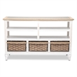 Pemberly Row Wood Entertainment Center with 3 Baskets in White