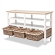 Pemberly Row Wood Entertainment Center with 3 Baskets in White