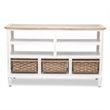 Pemberly Row Wood Entertainment Center with 3 Baskets in White