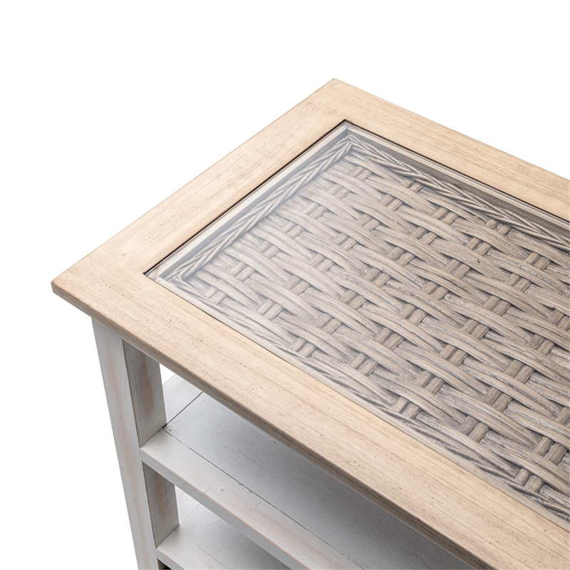 Pemberly Row Wood Entertainment Center with 3 Baskets in White