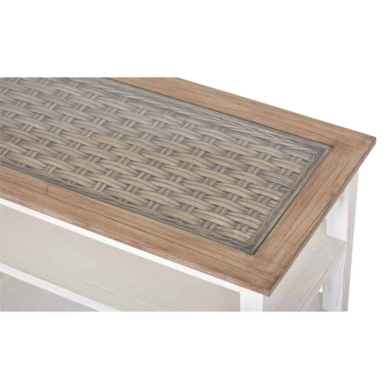 Pemberly Row Wood Entertainment Center with 3 Baskets in White