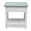Pemberly Row Contemporary Wood End Table with Drawer in White/Blue
