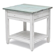 Pemberly Row Contemporary Wood End Table with Drawer in White/Blue