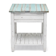 Pemberly Row Contemporary Wood End Table with Drawer in White/Blue