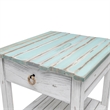 Pemberly Row Contemporary Wood End Table with Drawer in White/Blue