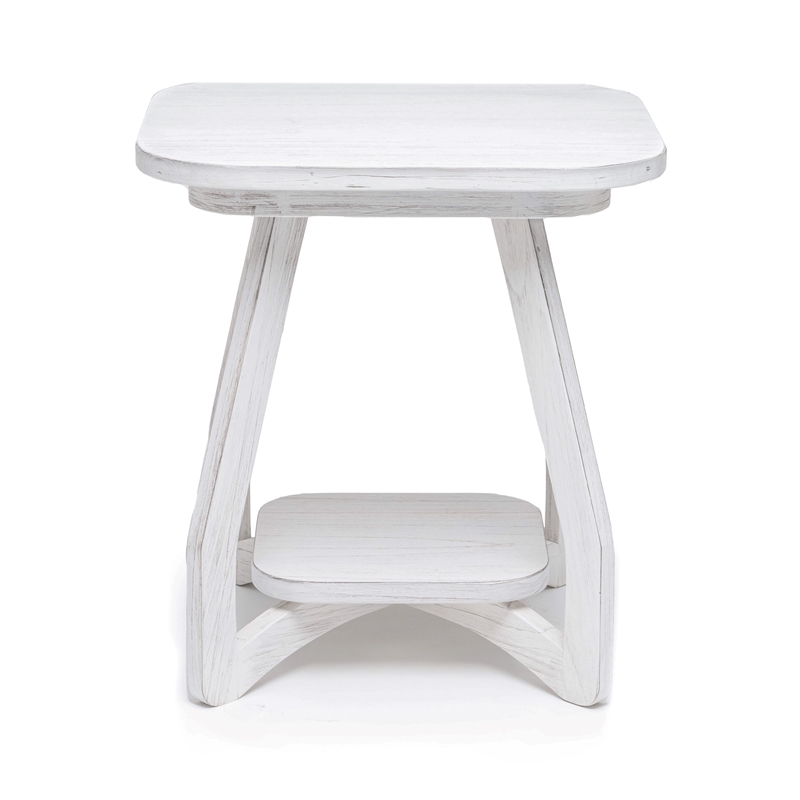 Pemberly Row Contemporary Wood Curved Edges End Table in White