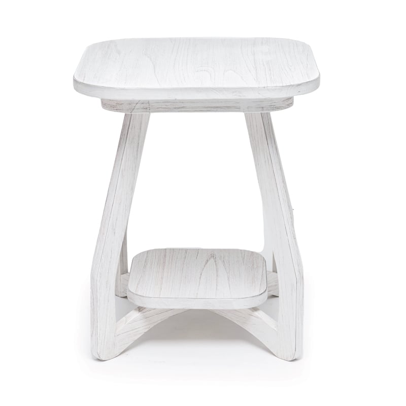 Pemberly Row Contemporary Wood Curved Edges End Table in White