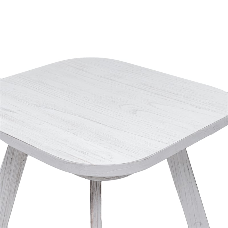 Pemberly Row Contemporary Wood Curved Edges End Table in White