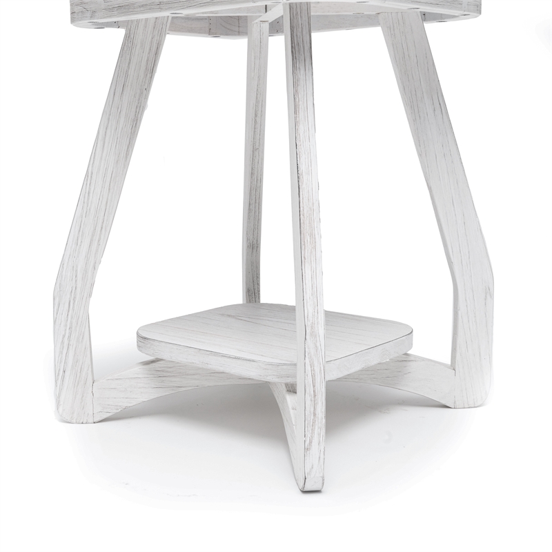 Pemberly Row Contemporary Wood Curved Edges End Table in White