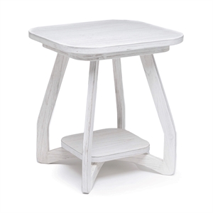 Pemberly Row Contemporary Wood Curved Edges End Table in White