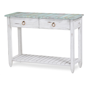 Pemberly Row Contemporary Wood Console Table with Drawers in White/Blue