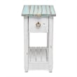Pemberly Row Contemporary Wood Chairside Table with Drawer in White/Blue