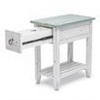 Pemberly Row Contemporary Wood Chairside Table with Drawer in White/Blue