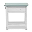 Pemberly Row Contemporary Wood Chairside Table with Drawer in White/Blue