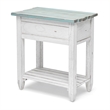Pemberly Row Contemporary Wood Chairside Table with Drawer in White/Blue