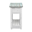 Pemberly Row Contemporary Wood Chairside Table with Drawer in White/Blue
