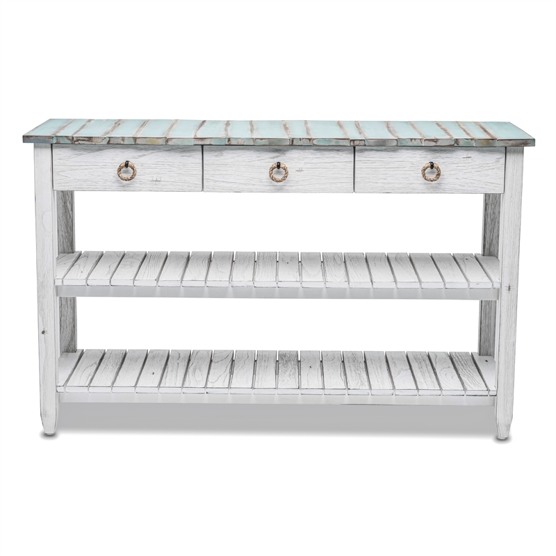 Pemberly Row Contemporary Wood Entertainment Center with Drawers in Blue