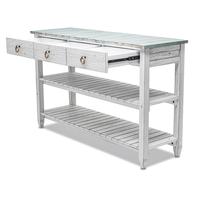 Pemberly Row Contemporary Wood Entertainment Center with Drawers in Blue
