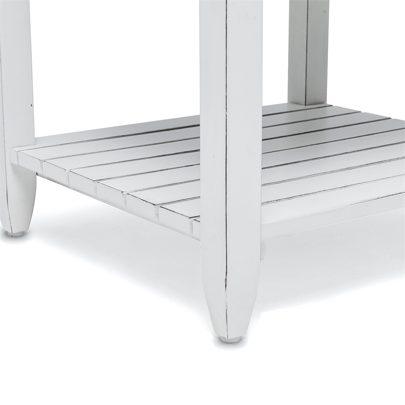 Pemberly Row Contemporary Wood End Table with Drawer in White/Gray