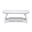 Pemberly Row Contemporary Wood Curved Edges Coffee Table in White