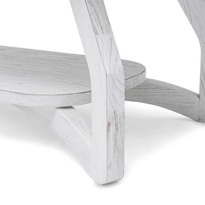 Pemberly Row Contemporary Wood Curved Edges Coffee Table in White