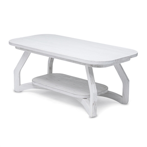 Pemberly Row Contemporary Wood Curved Edges Coffee Table in White
