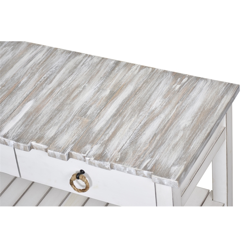 Pemberly Row Contemporary Wood Console Table with Drawers in White/Gray