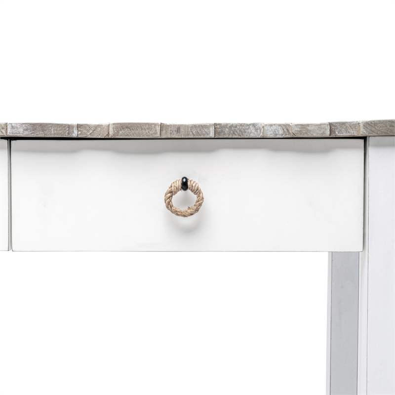 Pemberly Row Contemporary Wood Console Table with Drawers in White/Gray