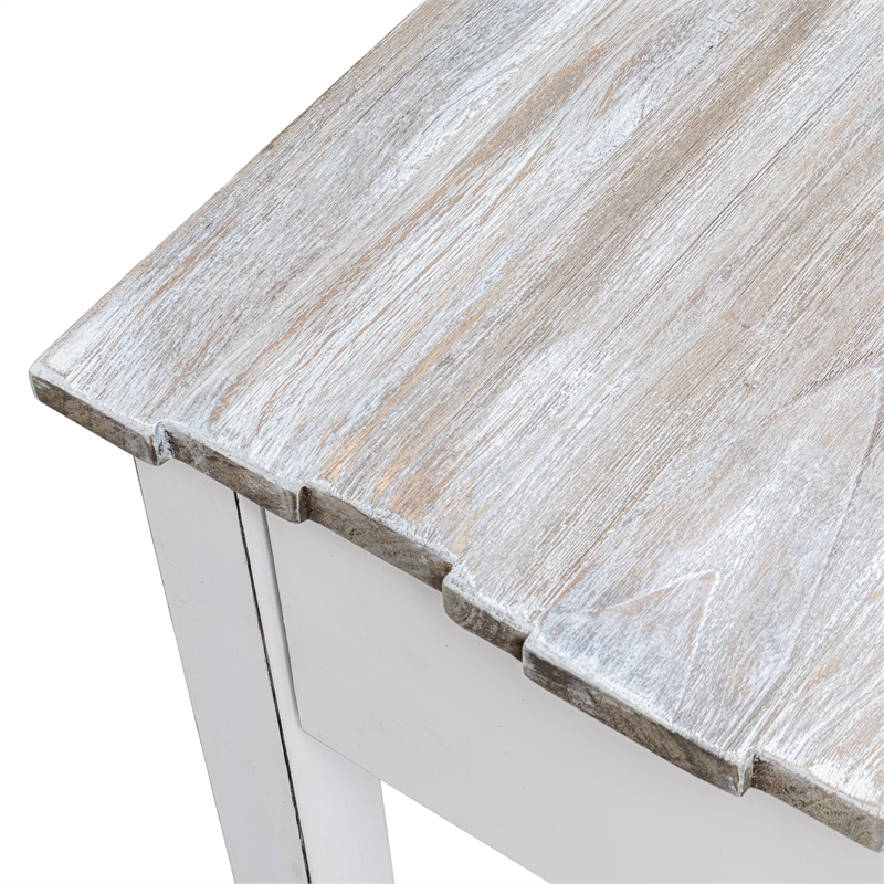 Pemberly Row Contemporary Wood Console Table with Drawers in White/Gray