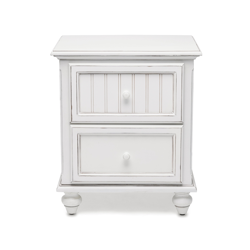Pemberly Row Contemporary Wood Nightstand with 2-Drawers in White
