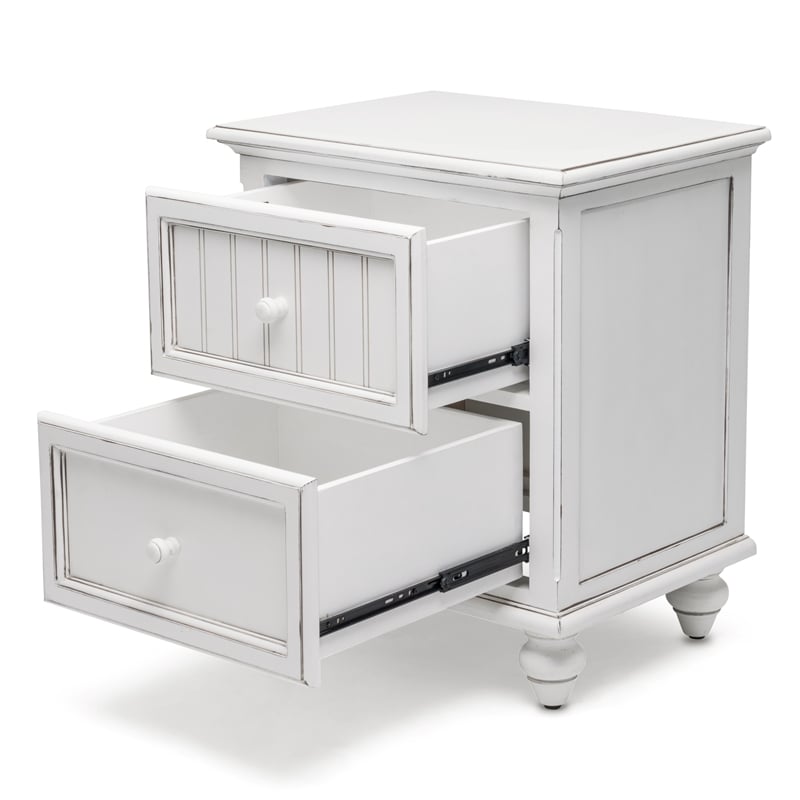 Pemberly Row Contemporary Wood Nightstand with 2-Drawers in White