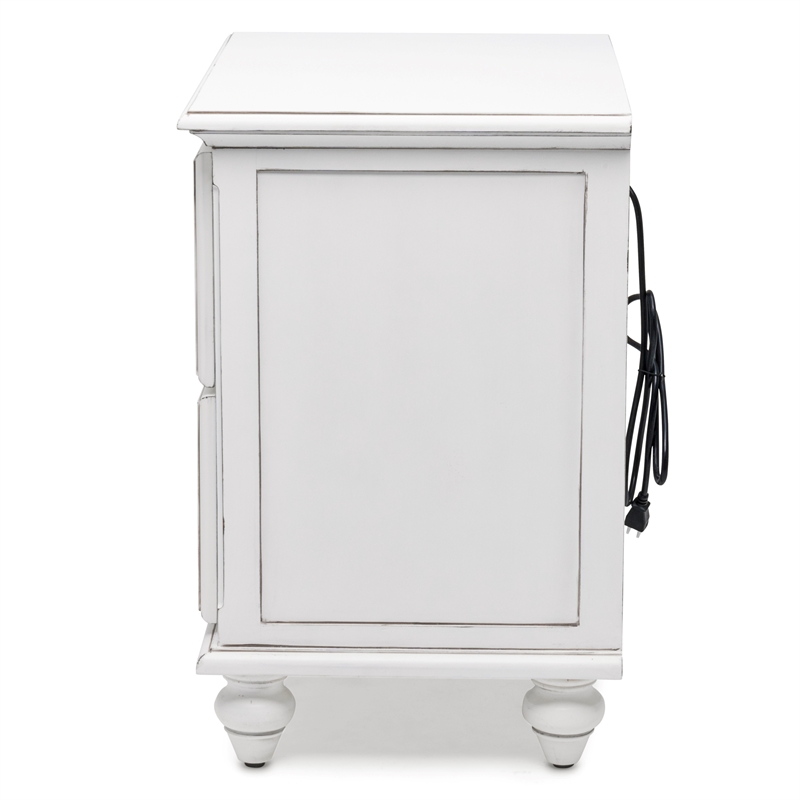 Pemberly Row Contemporary Wood Nightstand with 2-Drawers in White