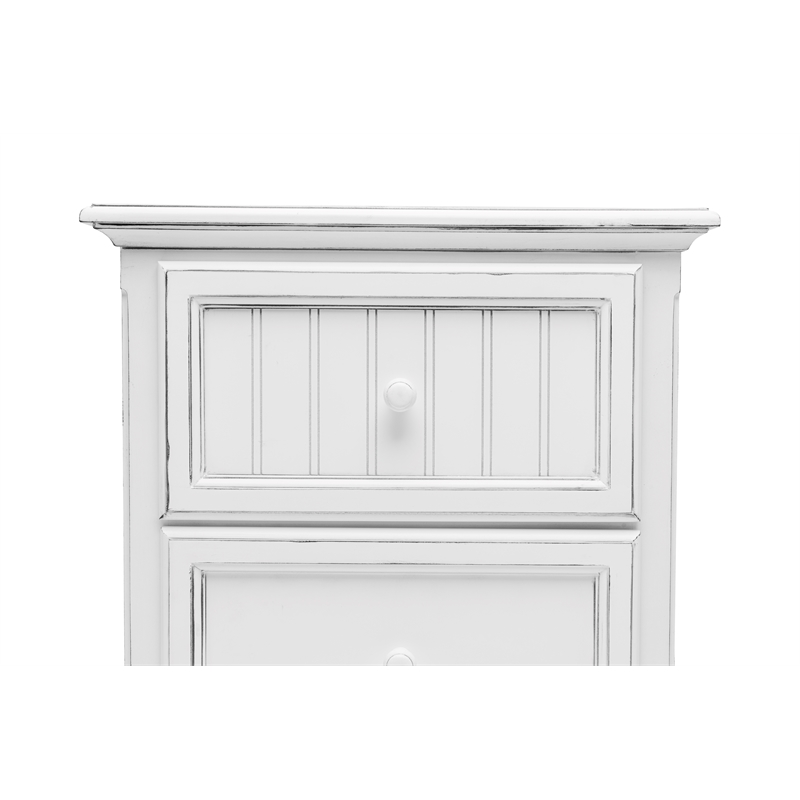 Pemberly Row Contemporary Wood Nightstand with 2-Drawers in White