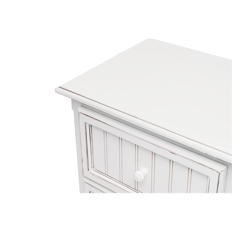 Pemberly Row Contemporary Wood Nightstand with 2-Drawers in White