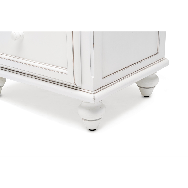 Pemberly Row Contemporary Wood Nightstand with 2-Drawers in White
