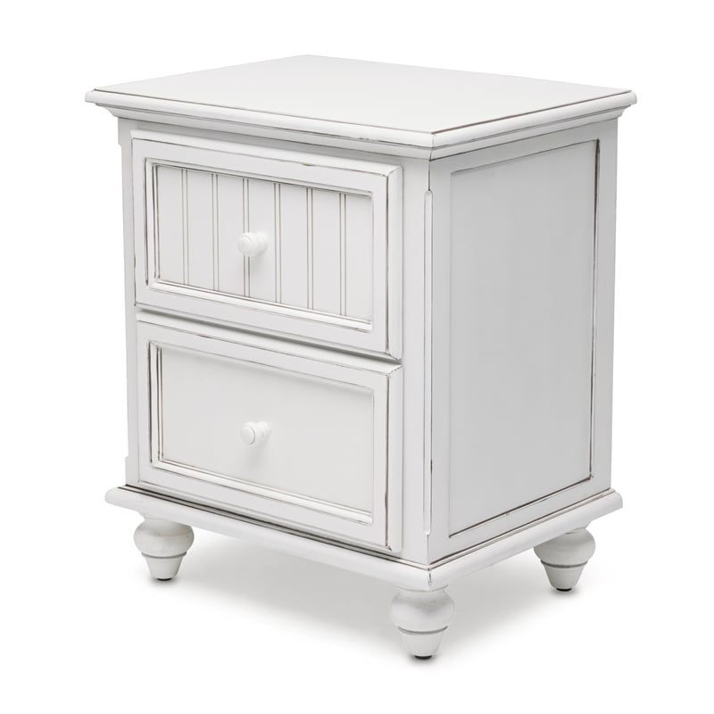 Pemberly Row Contemporary Wood Nightstand with 2-Drawers in White