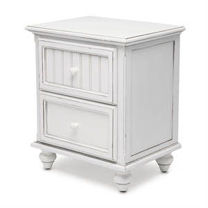 Pemberly Row Contemporary Wood Nightstand with 2-Drawers in White