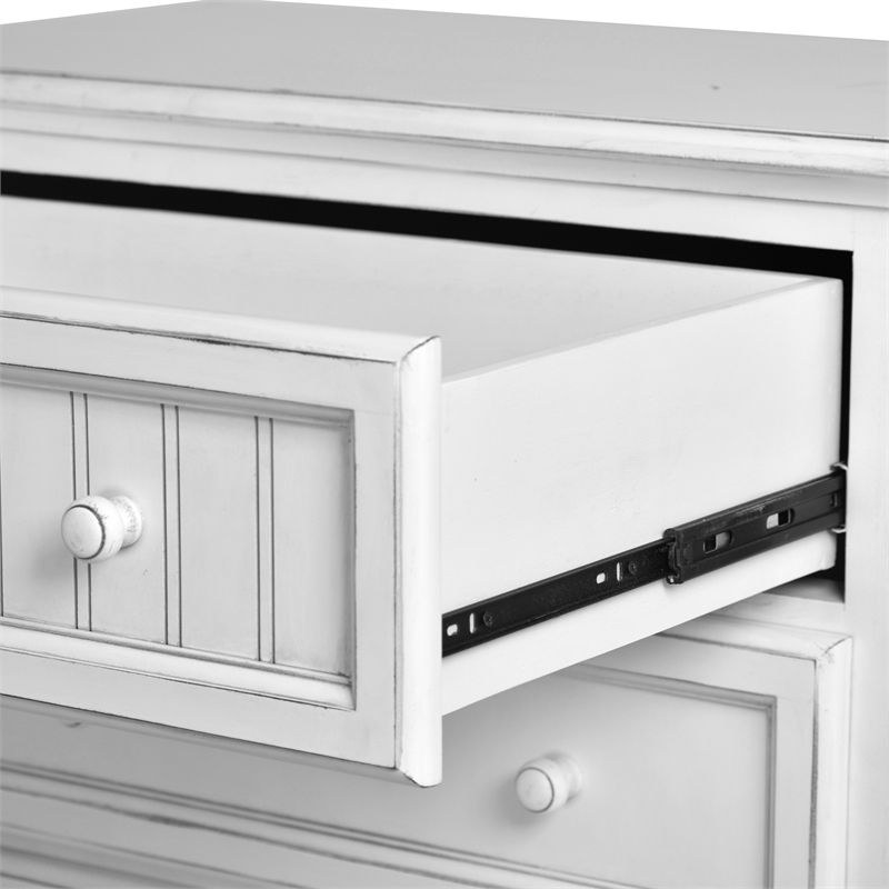 Pemberly Row Modern Coastal Wood Chest with 5-Drawers in White