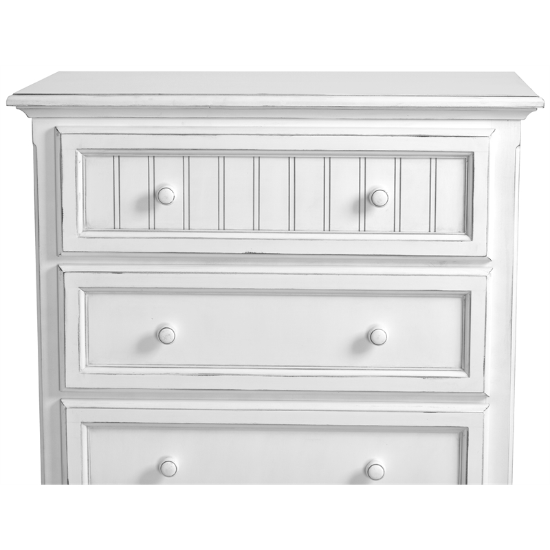 Pemberly Row Modern Coastal Wood Chest with 5-Drawers in White