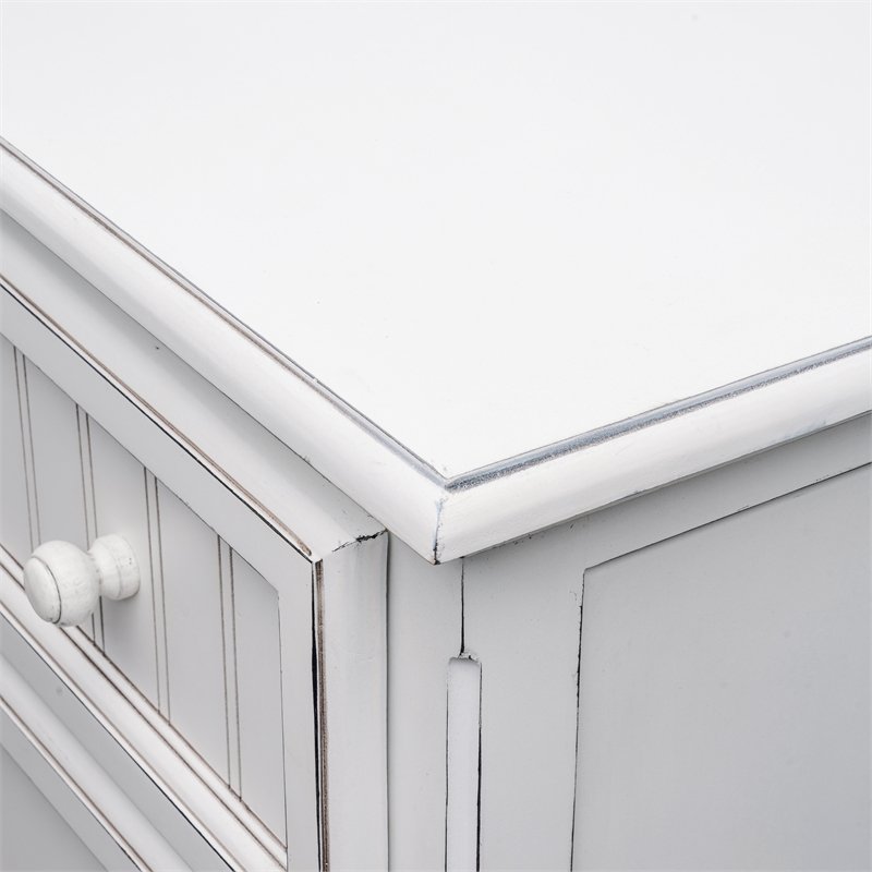 Pemberly Row Modern Coastal Wood Chest with 5-Drawers in White