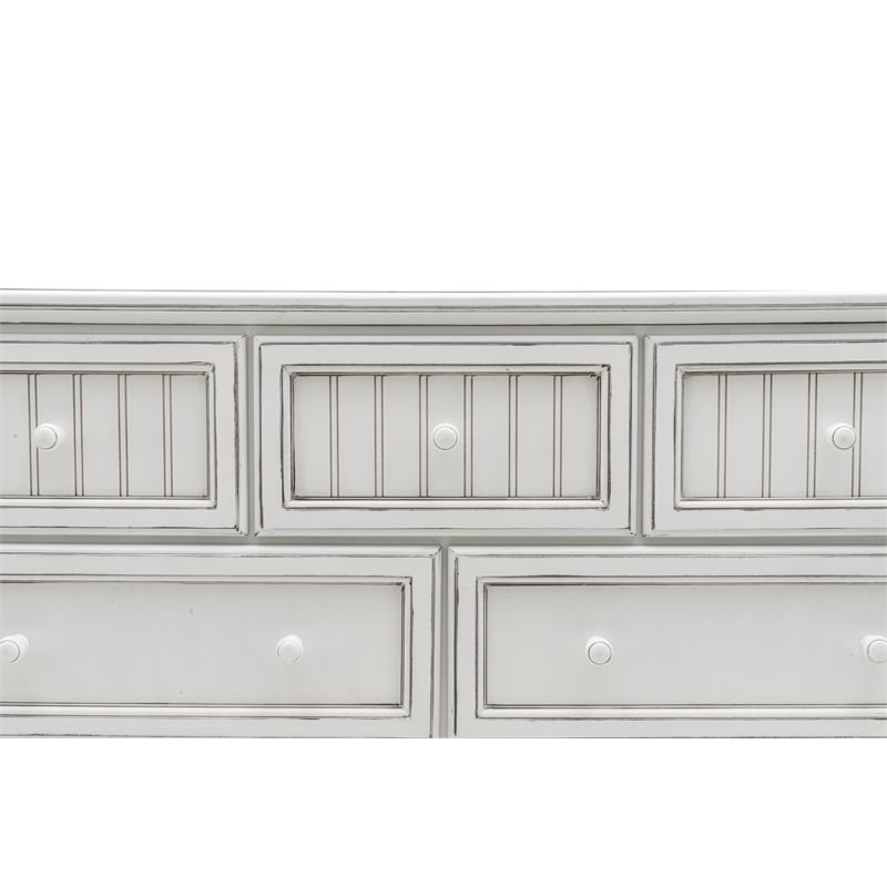 Pemberly Row Modern Coastal Wood Dresser with 7-Drawers in White