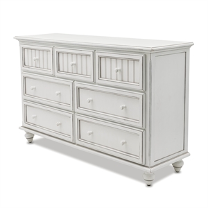 Pemberly Row Modern Coastal Wood Dresser with 7-Drawers in White