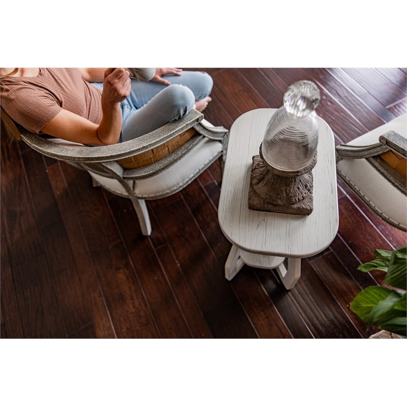 Pemberly Row Contemporary Wood Curved Edges Chairside Table in White