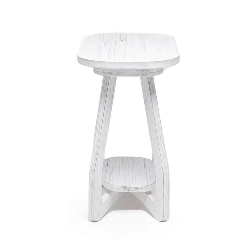 Pemberly Row Contemporary Wood Curved Edges Chairside Table in White