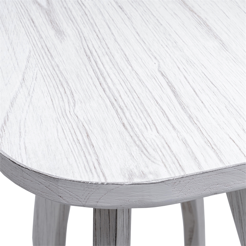Pemberly Row Contemporary Wood Curved Edges Chairside Table in White