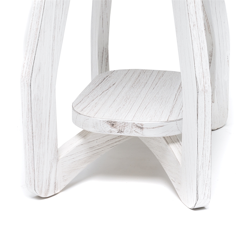 Pemberly Row Contemporary Wood Curved Edges Chairside Table in White