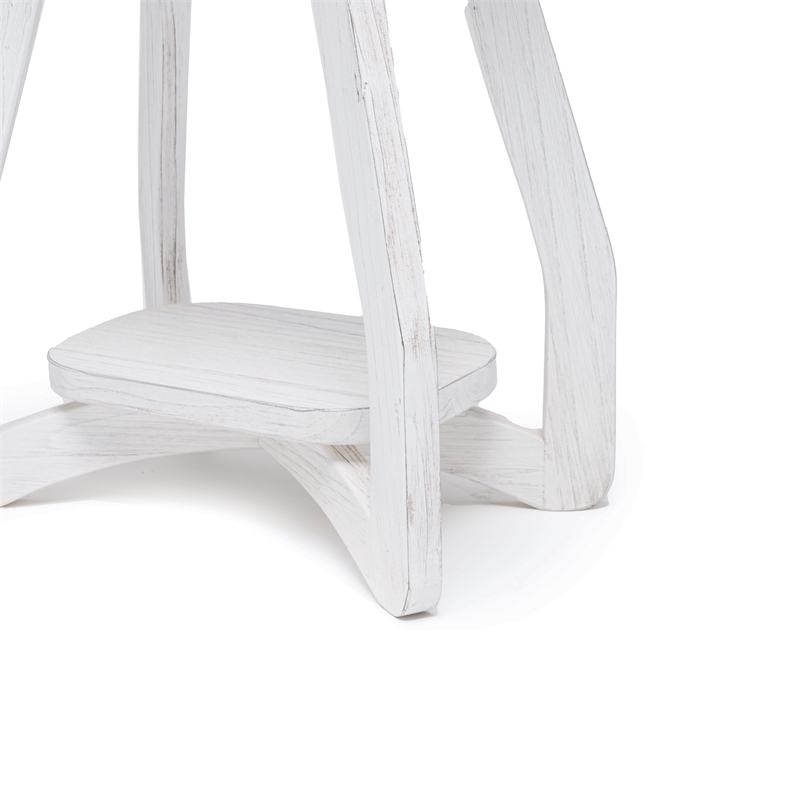 Pemberly Row Contemporary Wood Curved Edges Chairside Table in White