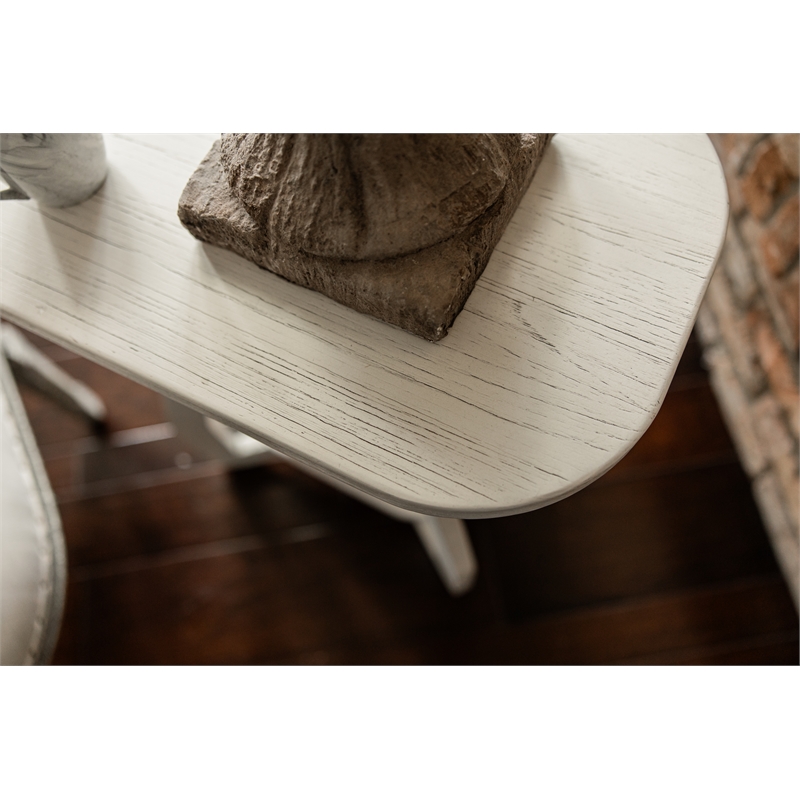 Pemberly Row Contemporary Wood Curved Edges Chairside Table in White