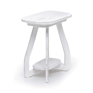 Pemberly Row Contemporary Wood Curved Edges Chairside Table in White