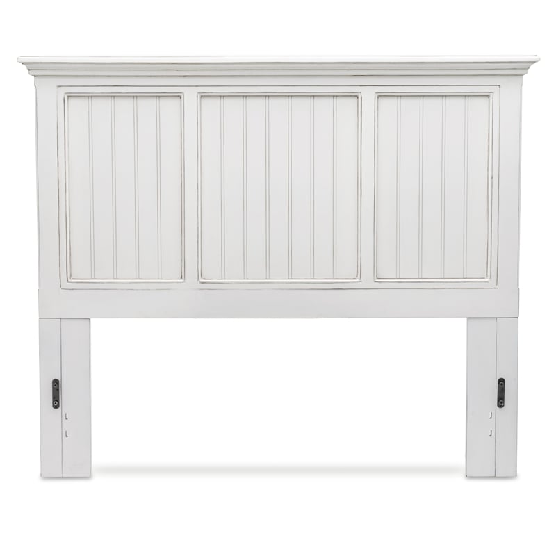 Pemberly Row Modern Coastal Solid Wood Queen Headboard in White